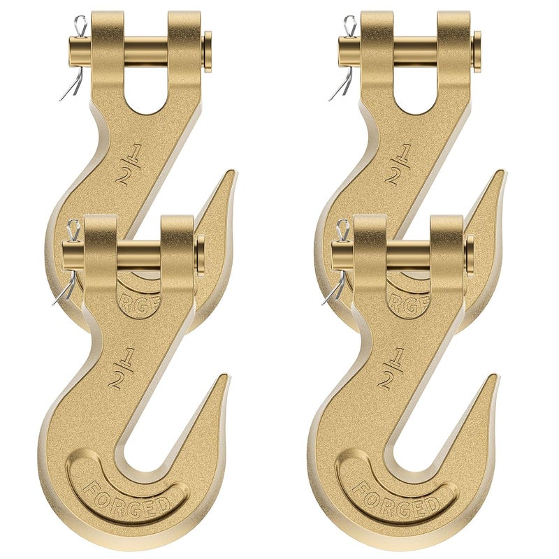 AODESTINY 1/2" Heavy Duty Chain Hook, 4 Pack Clevis Grab Hook for 1/2" Grade 70 Transport Chain, 12000LBS Load Capacity for Truck Trailer Tow Chain Transport Heavy Load - Image 1